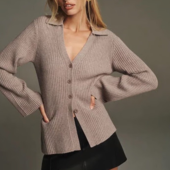 Reformation Sweaters - Reformation NEW Shea Cashmere Collared Cardigan in Toast